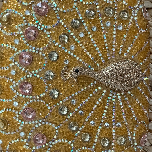 Elegant Gold and Pink Peacock Clutch - Picture 2 of 3